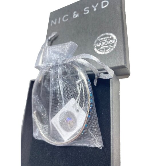 Blue & Silver C Nic & Syd Swarovski Bangle Bracelet – With Verification Code - Picture 3 of 10